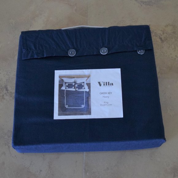Noble Excellence Other - Greek Key Navy King Duvet Cover with 1 free sham
